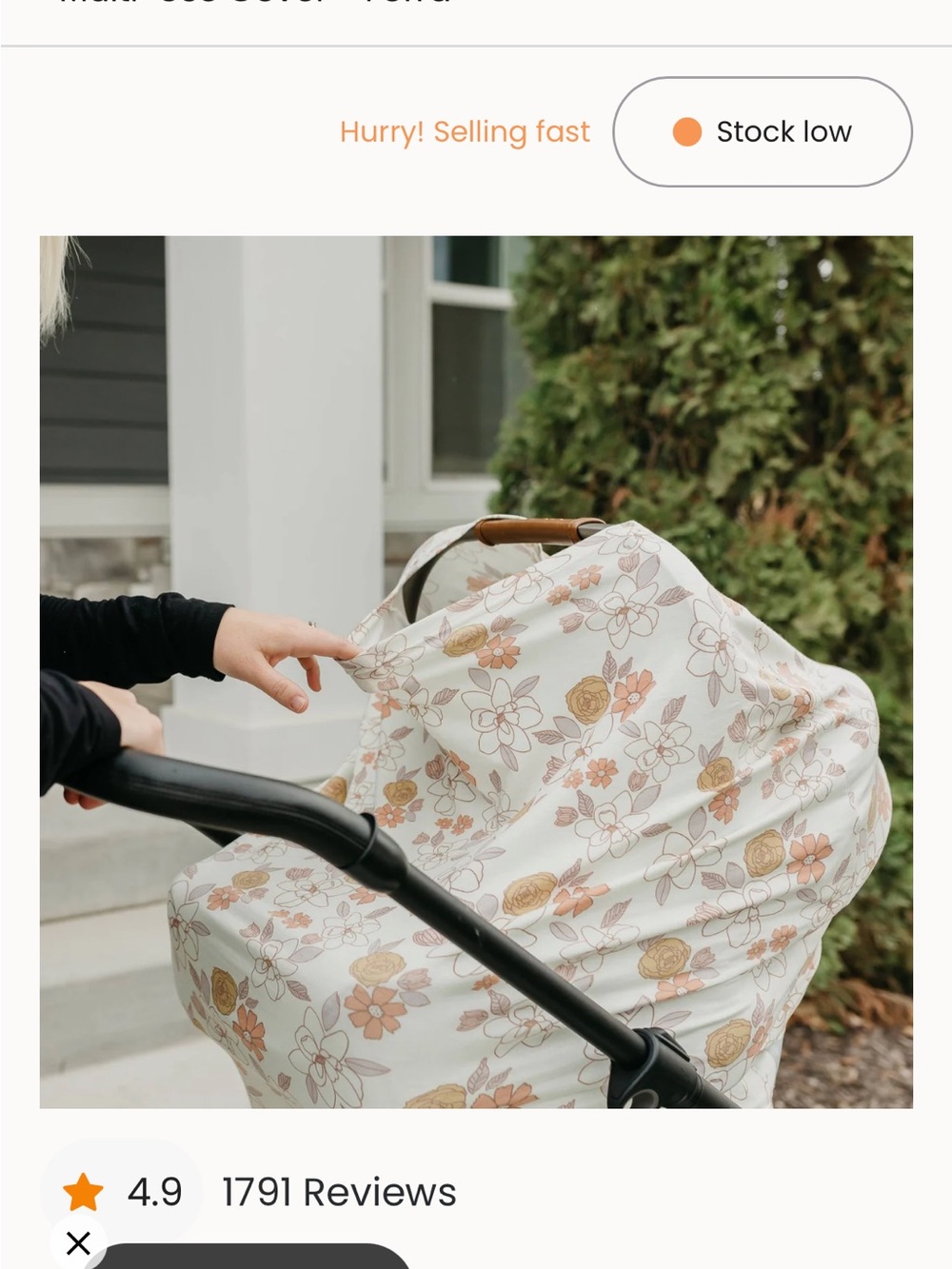 Copper Pearl Ferra Floral Stretch Multi Use 5 in 1 Carseat Nursing Cover